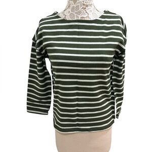 NWT Madewell Striped Green and White Women's Top
